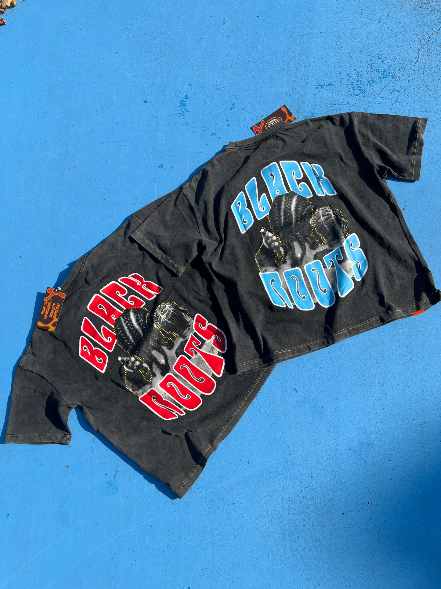 BLACK ROOTS ICE (Blue) Oversized T-shirt