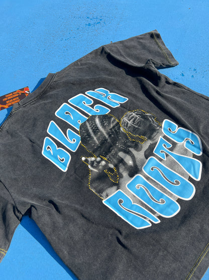 BLACK ROOTS ICE (Blue) Oversized T-shirt
