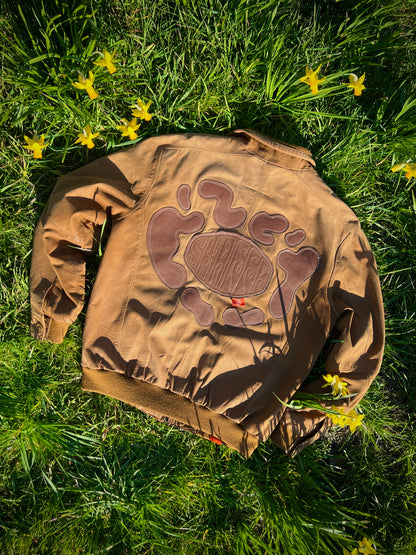 Distorted love leather patch jacket